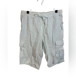 Onia Baby Blue Striped Linen Cargo Shorts
